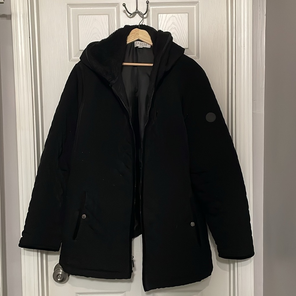Laundry by Shelli Segal Women's Black Quilted Hooded Zip Jacket Plus Size 3X - Picture 2 of 6